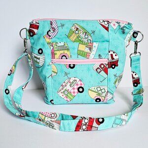 NEW Blue RV Camper Camping Crossbody Purse | Lightweight Washable Shoulder Bag